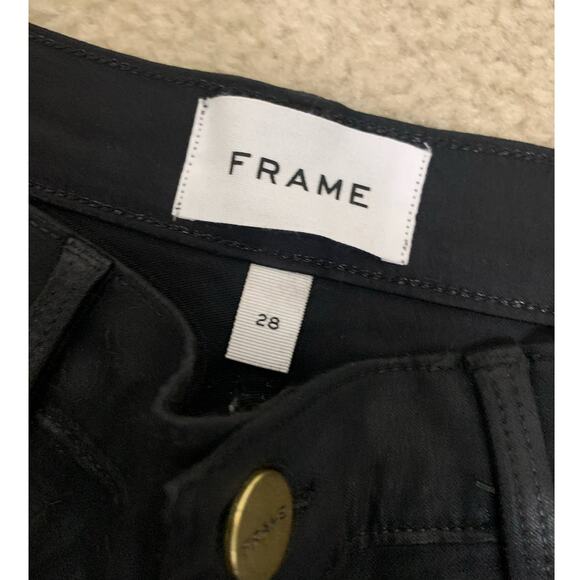 Frame le high skinny Noir coated denim skinny jeans size 28 NEW $240 - Picture 5 of 7